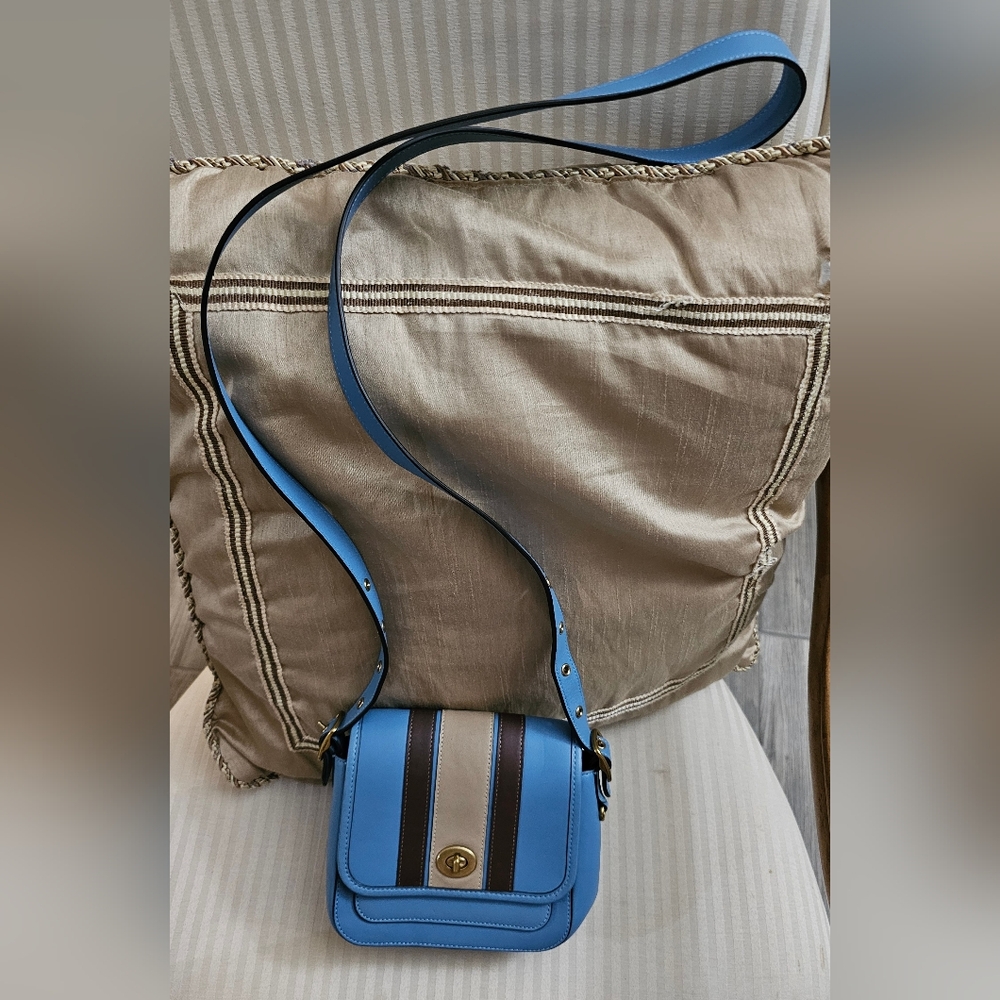 Coach Rambler 16 Varsity Stripe Limited Edition Leather Crossbody Bag NWOT - Picture 2 of 16